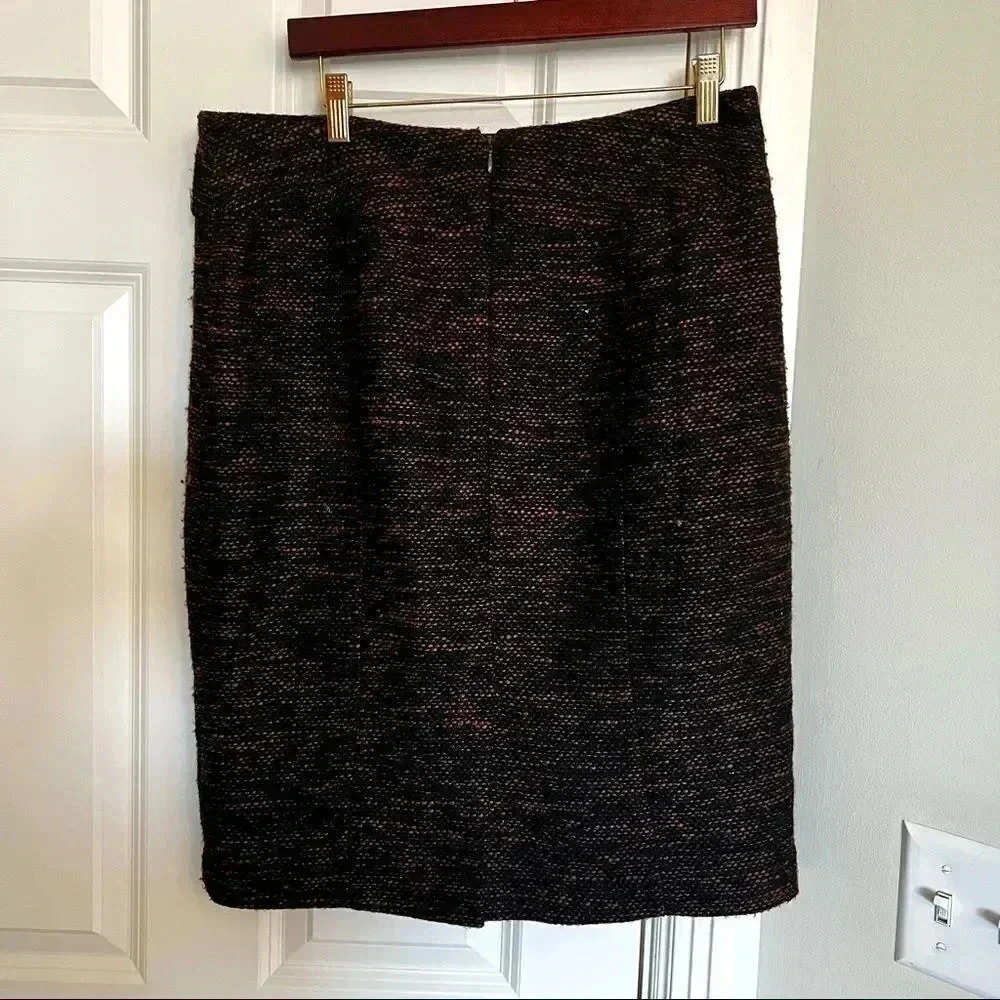 Rafaella Brown, black tweed zipper back pencil skirt size 12